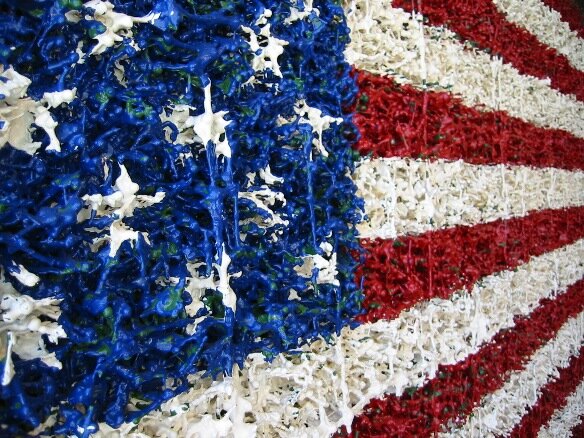 Dave Cole, Memorial Flag (Toy Soldiers), detail, 2005, mixed media